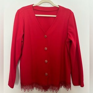 Vintage Red Button Down Blouse/Business Casual Jacket | Sunday Best | Church